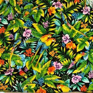 Shamash & Sons Tropical Parrot, Floral Print Fabric
